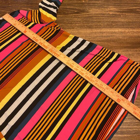 Lane Bryant Womens Long Sleeves Multicolored Stripes Shirt High Neck 14/16 - Picture 4 of 10